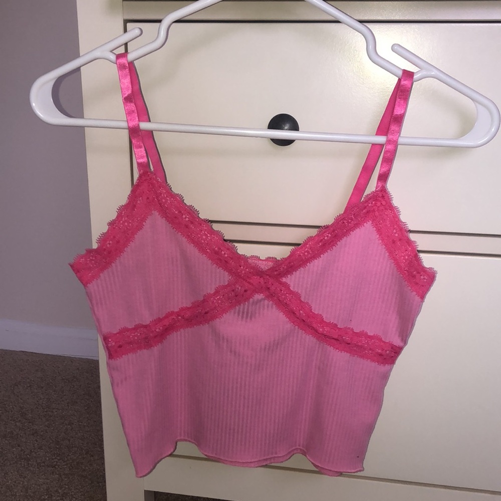 Pink lace tank top